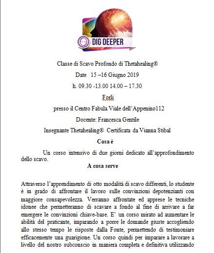 Classe di scavo profondo Thetahealing®