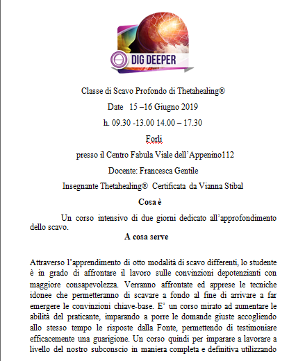 Classe di scavo profondo Thetahealing®