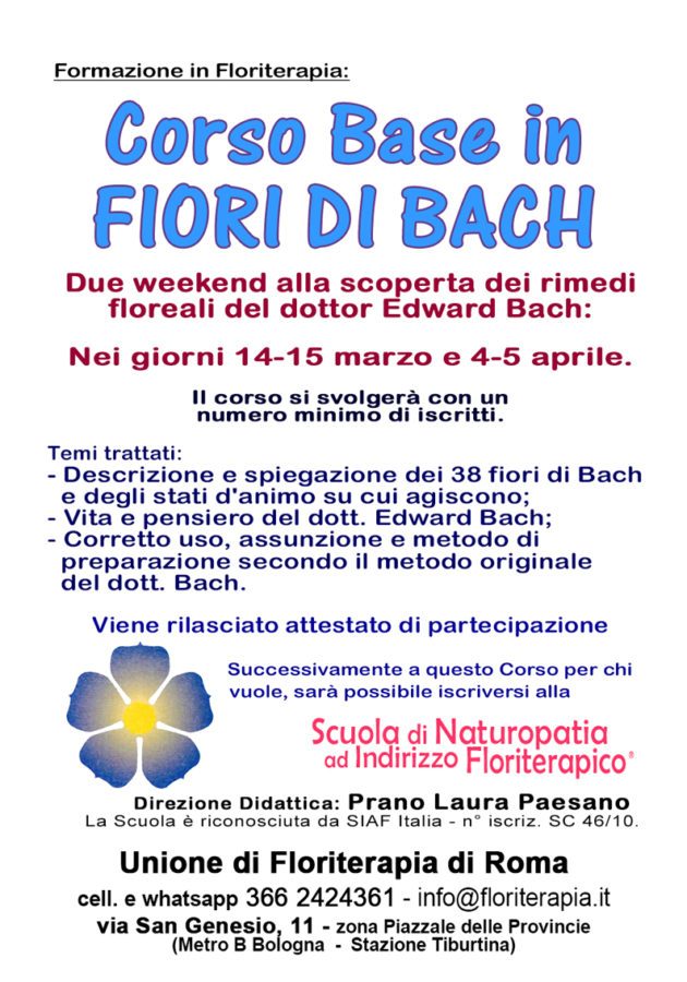 Corso 1° Livello in Fiori di Bach