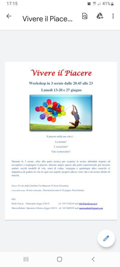 Workshop: Vivere il Piacere