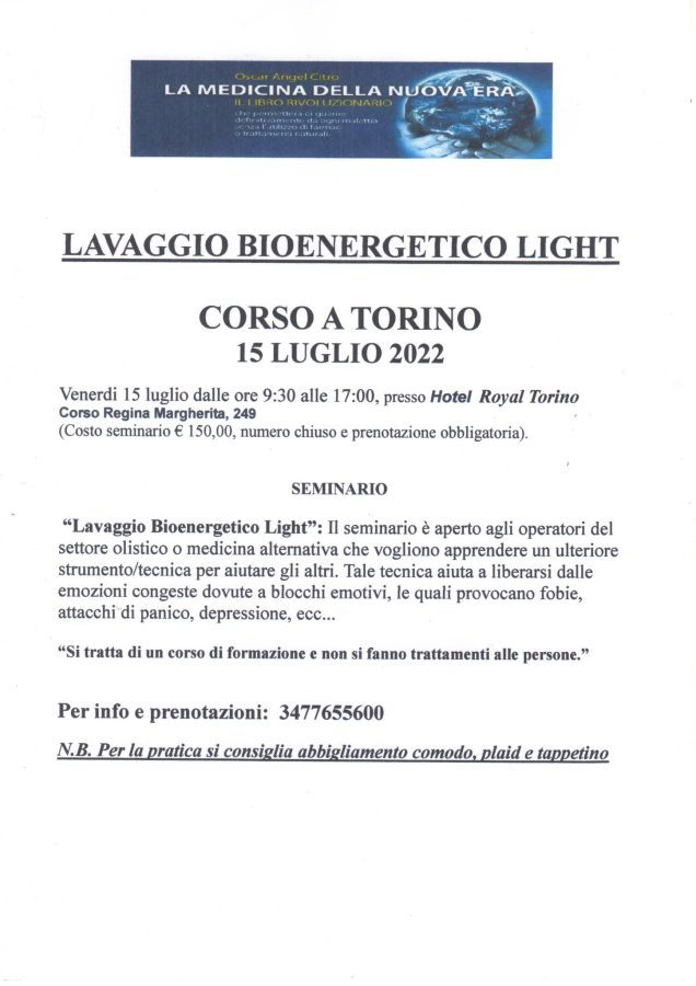Corso Lavaggio Bioenergetico Light