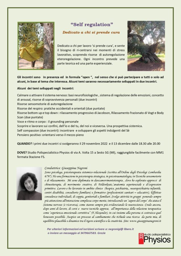 Self regulation: per chi si prende cura