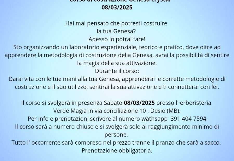 Corso di costruzione Genesa Crystal