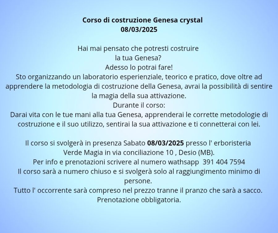 Corso di costruzione Genesa Crystal