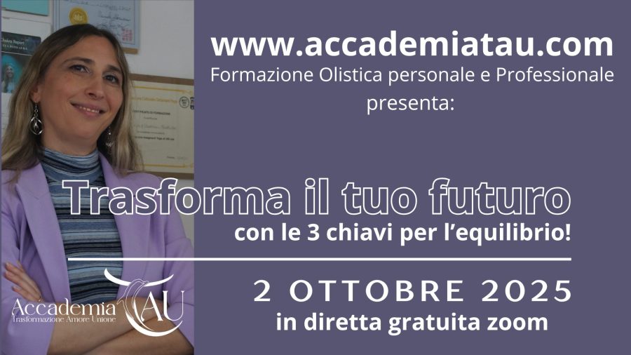 Copertina evento Zoom Accademia TAU per la trasformazione del futuro, l'equilibrio e la centratura
