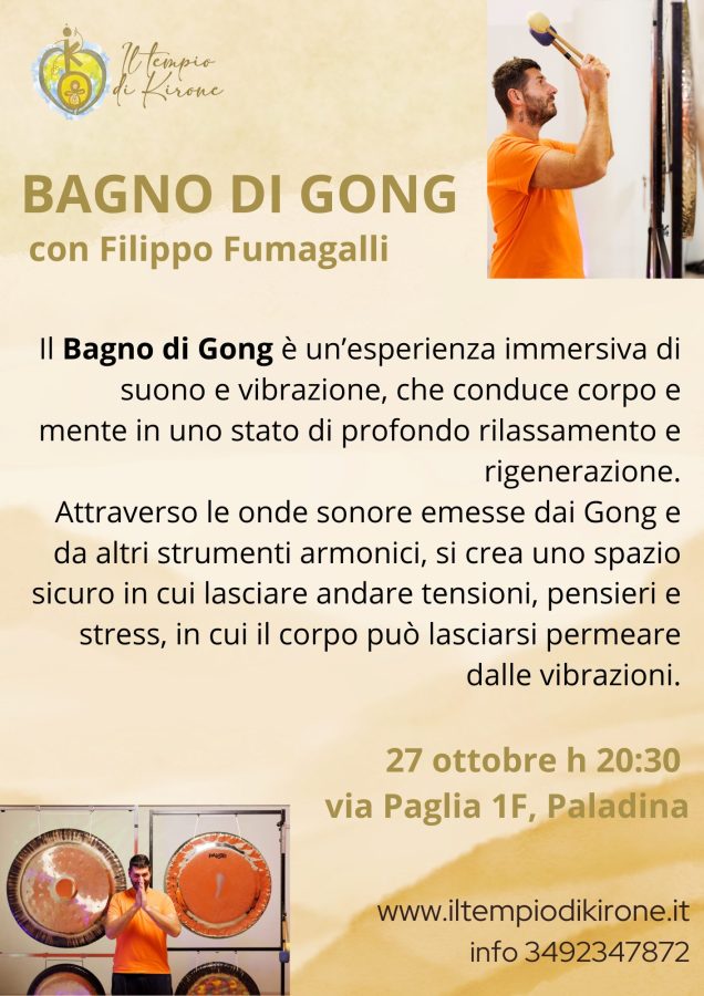 Bagno di gong immersivo con Filippo Fumagalli: esperienza di suono e vibrazione per rilassamento profondo
