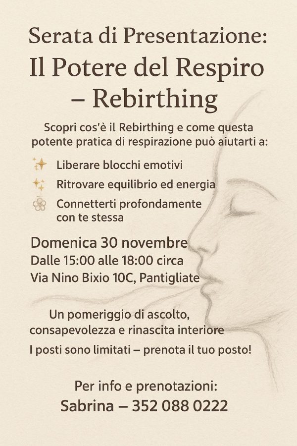 Presentazione rebirthing respirazione consapevole Pantigliate Milano benessere corpo mente