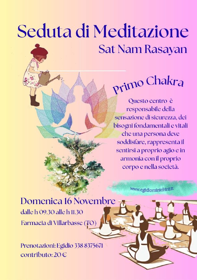 Meditazione curativa Sat Nam Rasayan chakra processo curativo Villarbasse Torino
