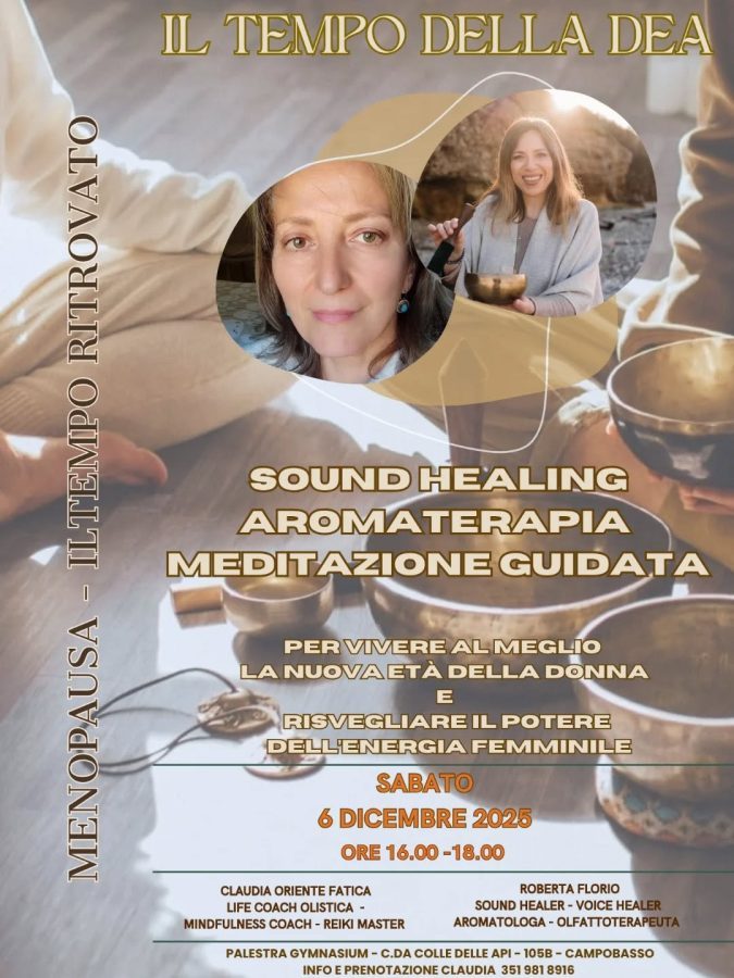 Evento menopausa il tempo della Dea con sound healing e mindfulness a Campobasso
