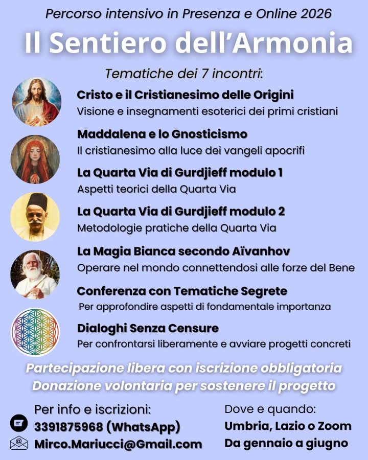 Percorso di crescita personale Il Sentiero dell'Armonia con insegnamenti spirituali