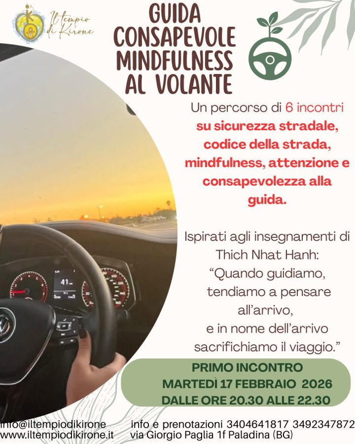 Corso di guida consapevole e mindfulness al volante a Paladina presso Il Tempio di Kirone