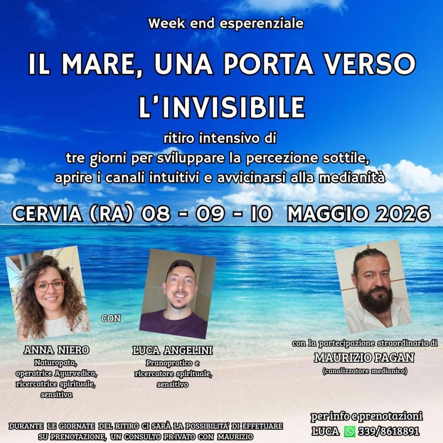 Ritiro intensivo medianità consapevole sensitività percettiva mare Cervia Romagna maggio