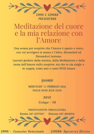 Serata esperienziale su amore e meditazione a Cislago