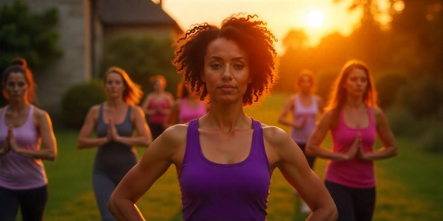 Gruppo praticante di yoga