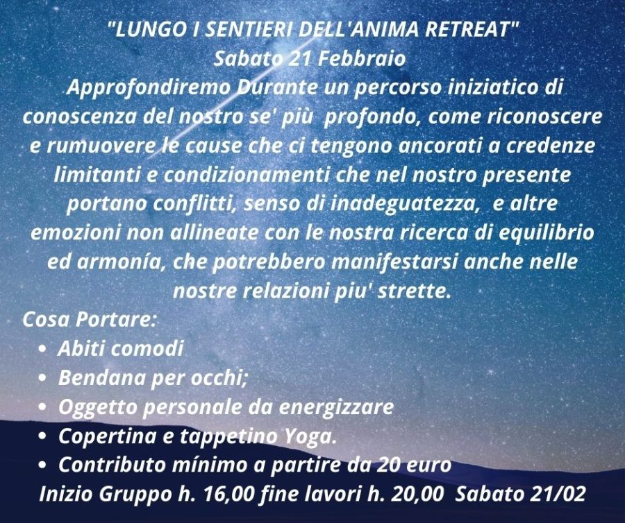 Retreat spirituale Lungo i sentieri dell'anima a Molfetta per sciogliere blocchi emotivi e ritrovare equilibrio interiore