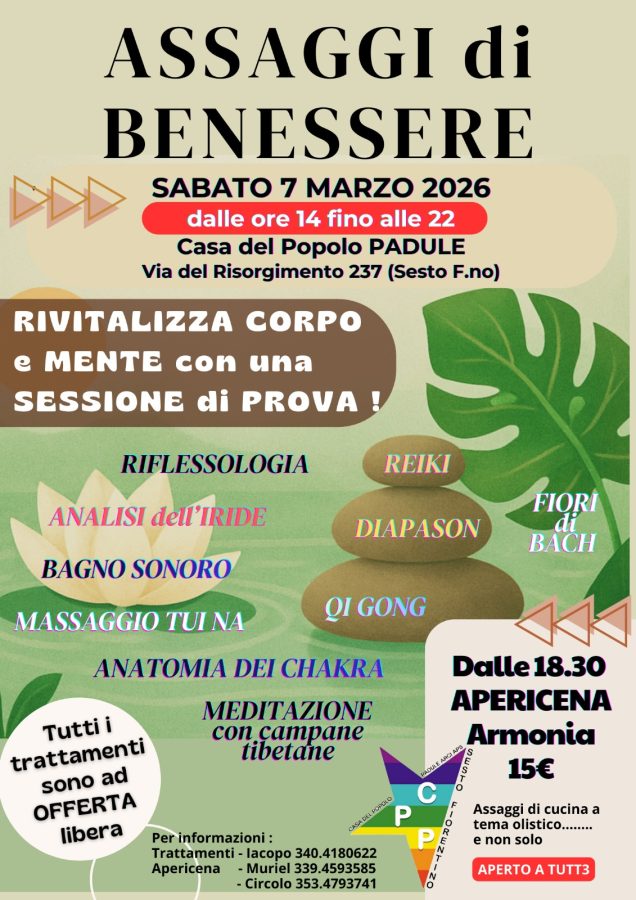 Assaggi di benessere: evento olistico con trattamenti e pratiche di gruppo a Sesto Fiorentino