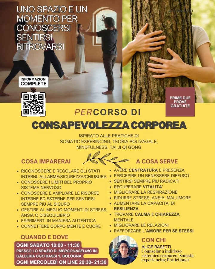 Percorso di consapevolezza corporea di gruppo a Bologna e online con tecniche somatiche