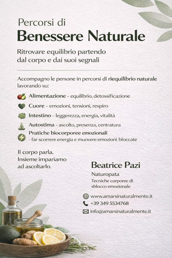 Percorsi di benessere naturale con naturopatia e pratiche biocorporee emozionali
