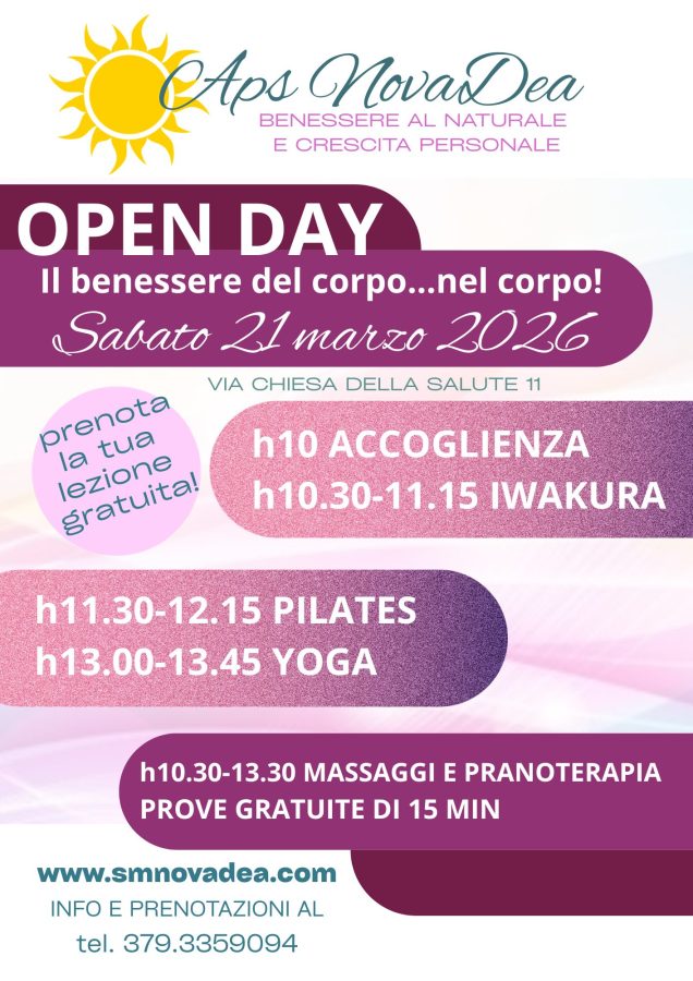 Open Day NovaDea a Torino con lezioni di yoga, pilates e trattamenti benessere
