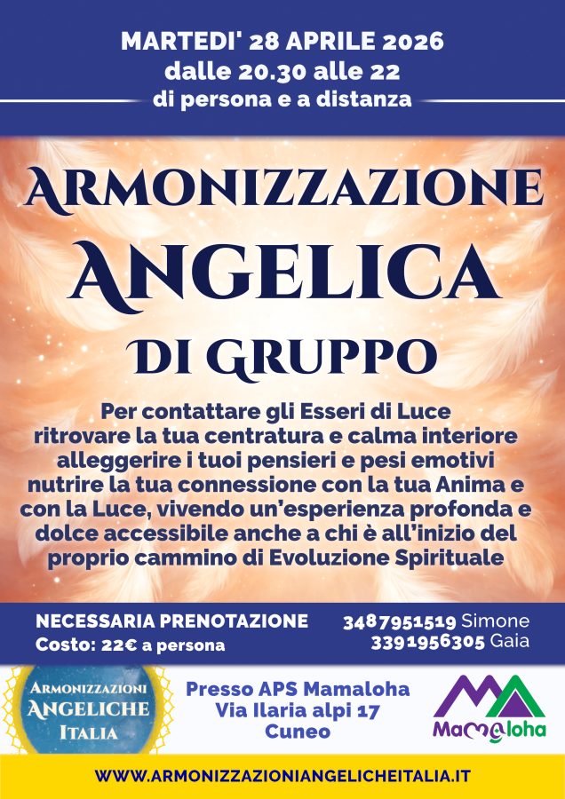 Incontro di armonizzazione angelica di gruppo a Cuneo per il riequilibrio energetico
