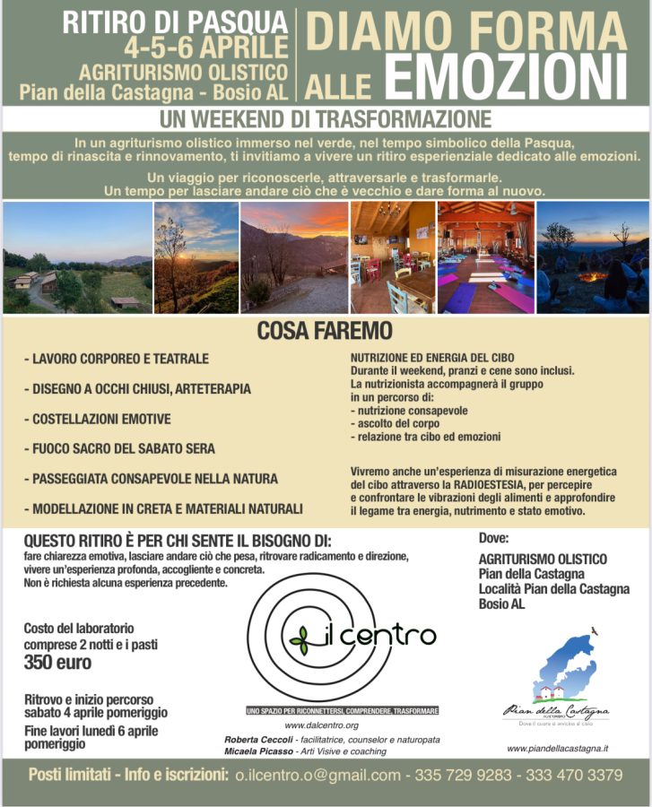Ritiro di Pasqua diamo forma alle emozioni: weekend di trasformazione e natura