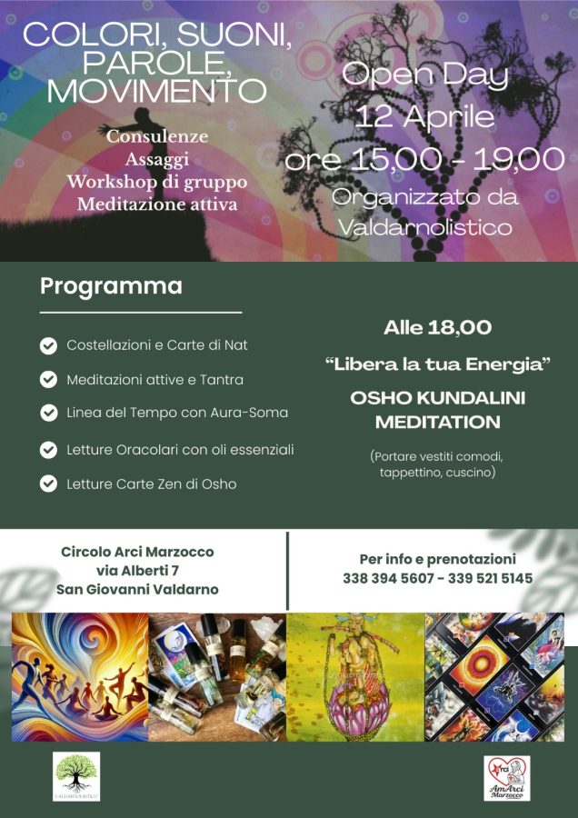 Evento di benessere con colori, suoni, parole e movimento