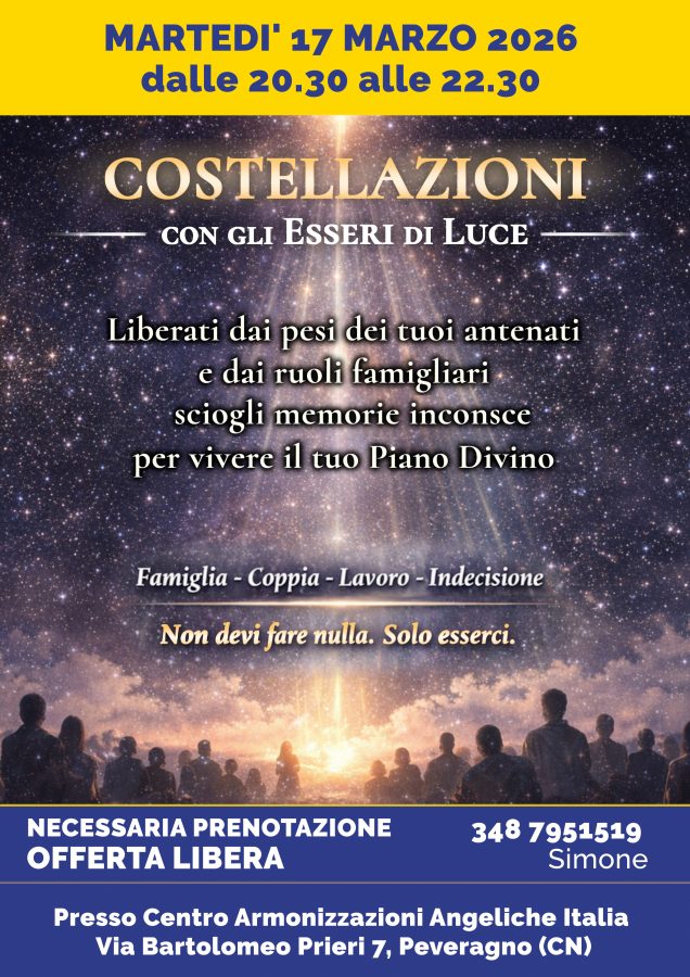 Incontro di costellazioni familiari con gli esseri di luce a Peveragno