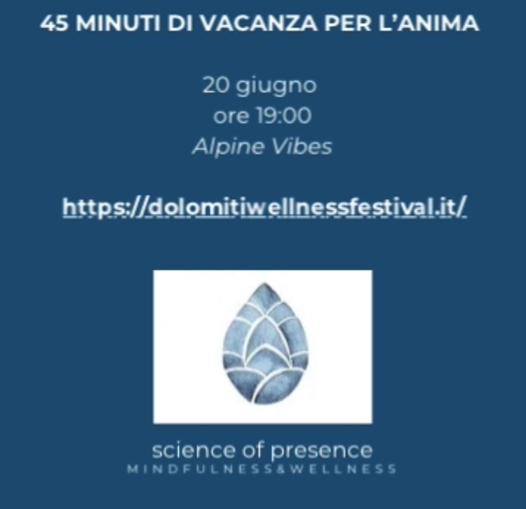 Sessione di 45 minuti di vacanza per l’anima al Dolomiti Wellness Festival