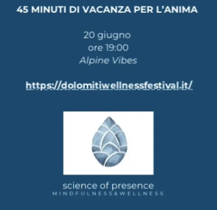 Sessione di 45 minuti di vacanza per l’anima al Dolomiti Wellness Festival