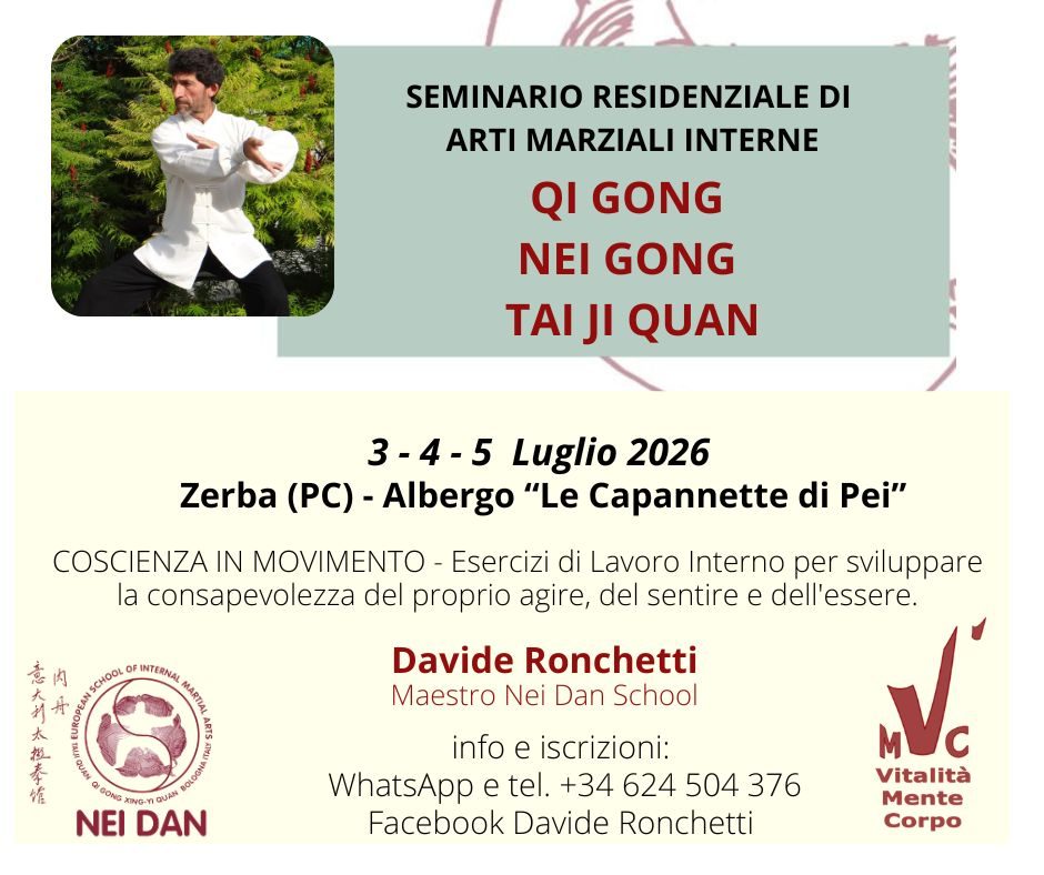 Seminario residenziale Movimento e Coscienza, 3-5 luglio 2026, Capannette di Pej