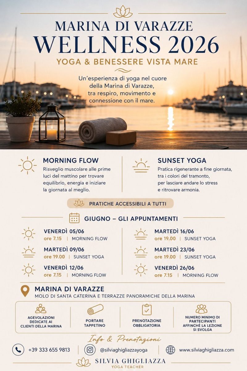 Lezioni di yoga vista mare alla Marina di Varazze con Silvia Ghigliazza