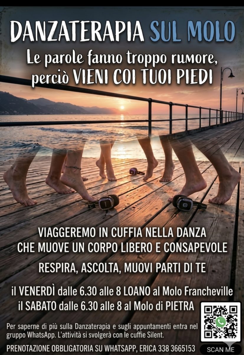 Sessione di danzaterapia sul molo con cuffie silent