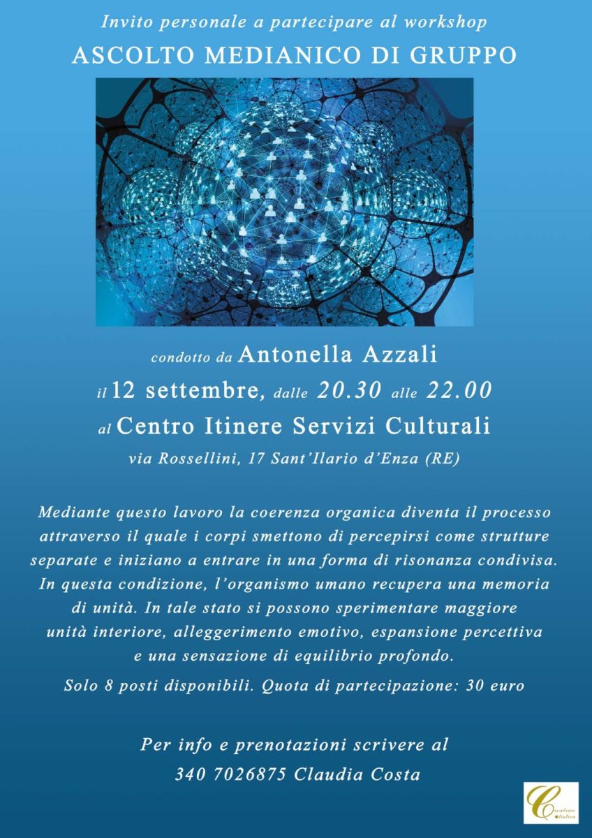 Workshop di ascolto medianico di gruppo condotto da Antonella Azzali