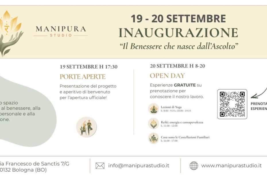OPEN DAY GRATUITIO MANIPURA STUDIO BOLOGNA