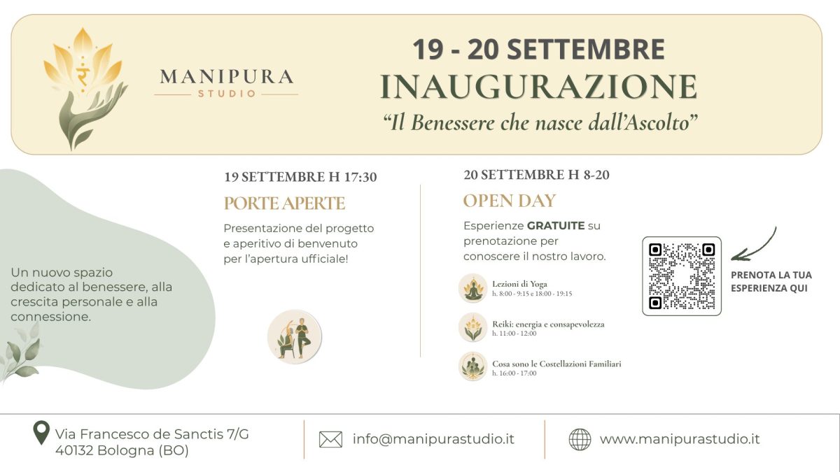 Open Day gratuito Manipura Studio Bologna